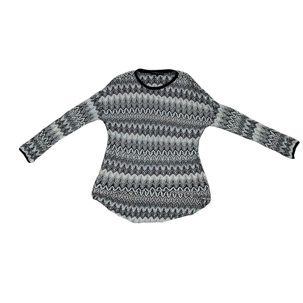 Generation Love Knit Tunic Top Chevron Pattern Long Sleeve Black White S